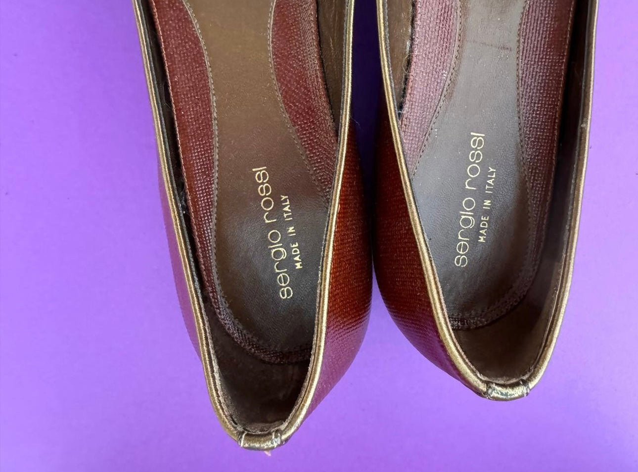 Brown Sergio Rossi leather shoes flats size 9 1/2 US, 41 eu. Italian shoes women pumps.