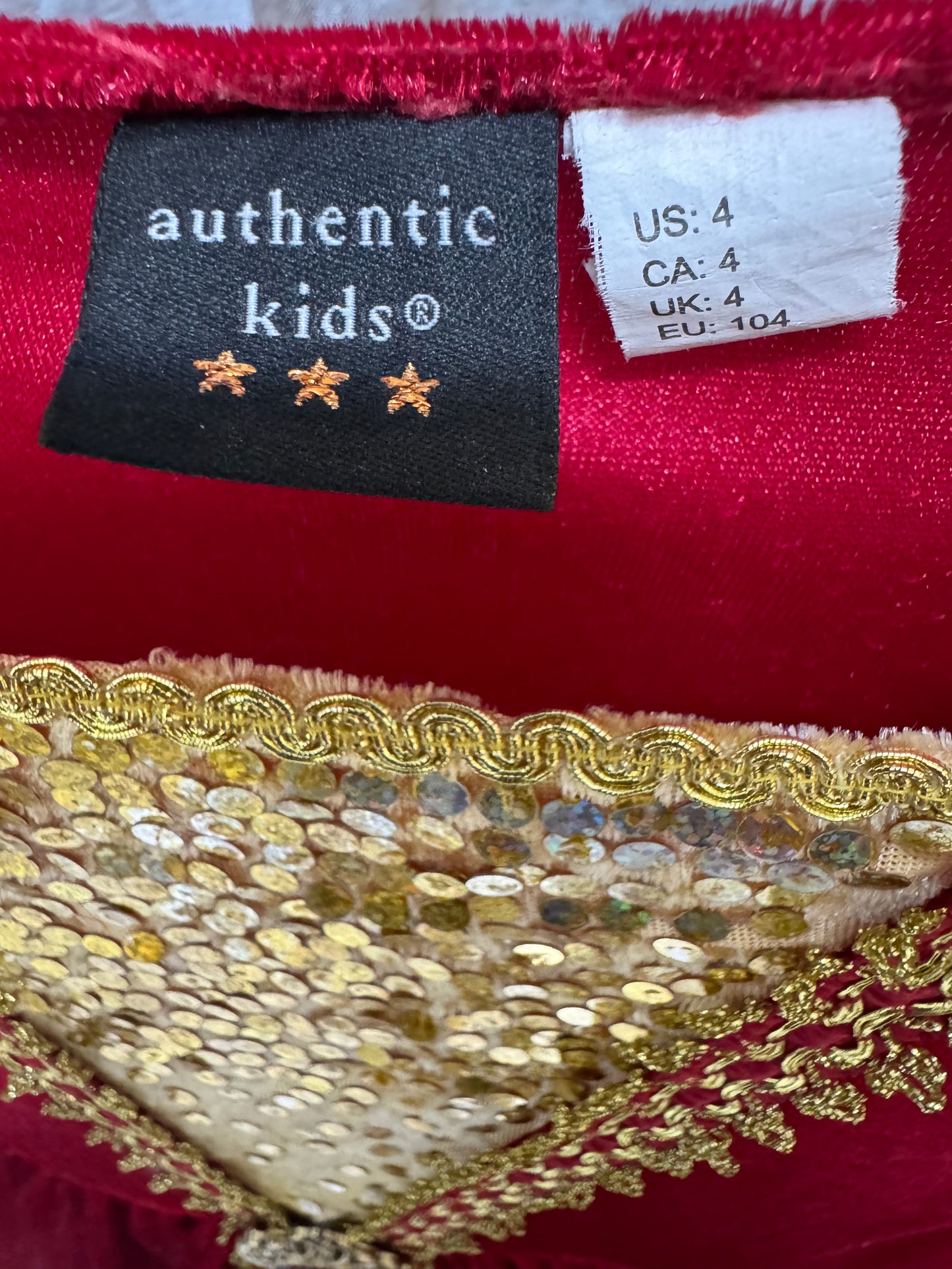 “Authentic Kids” Fancy Medieval Renaissance Luxury Velvet Gown , size 4-5