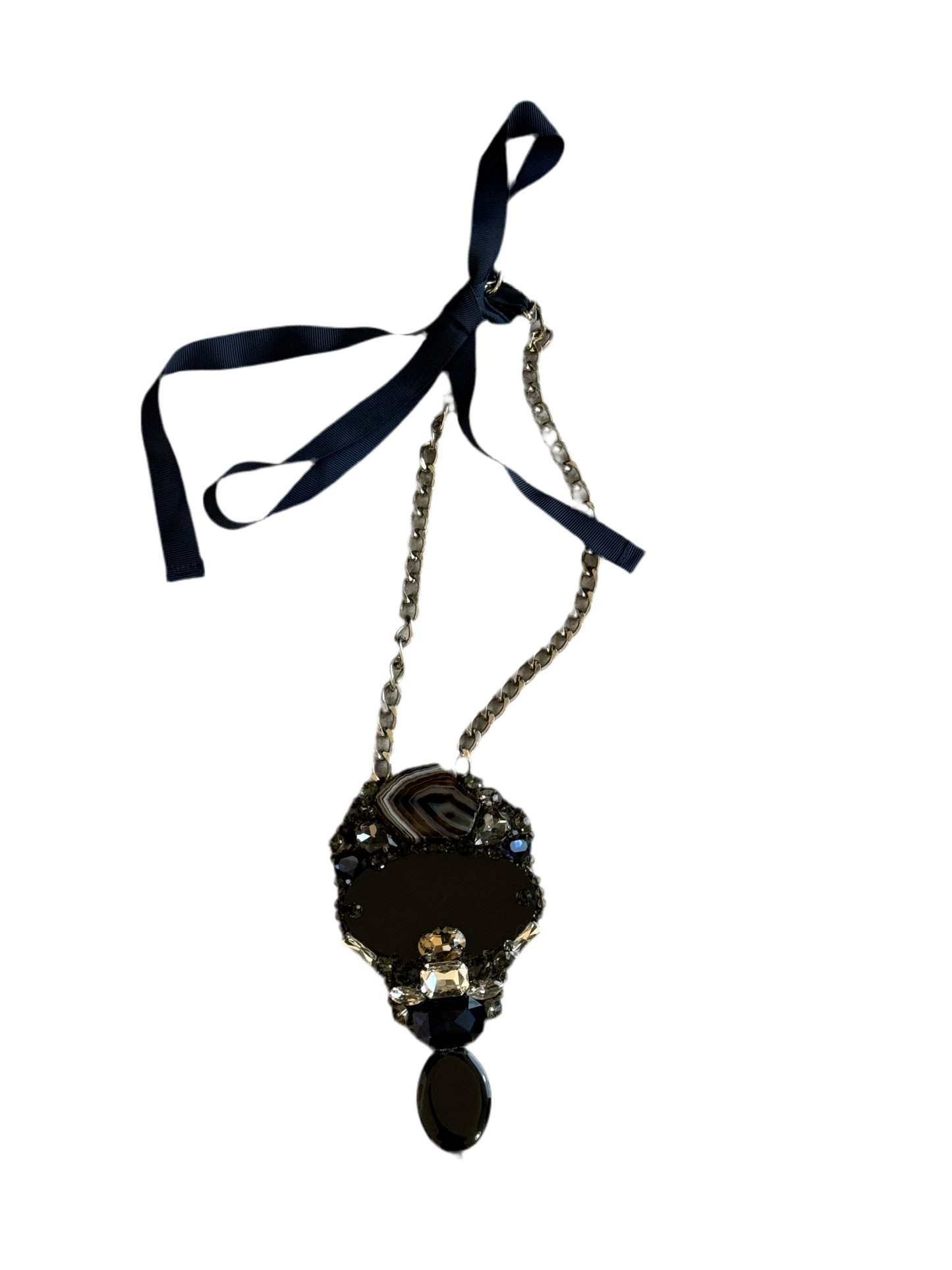 Statement Necklace with stone and laces