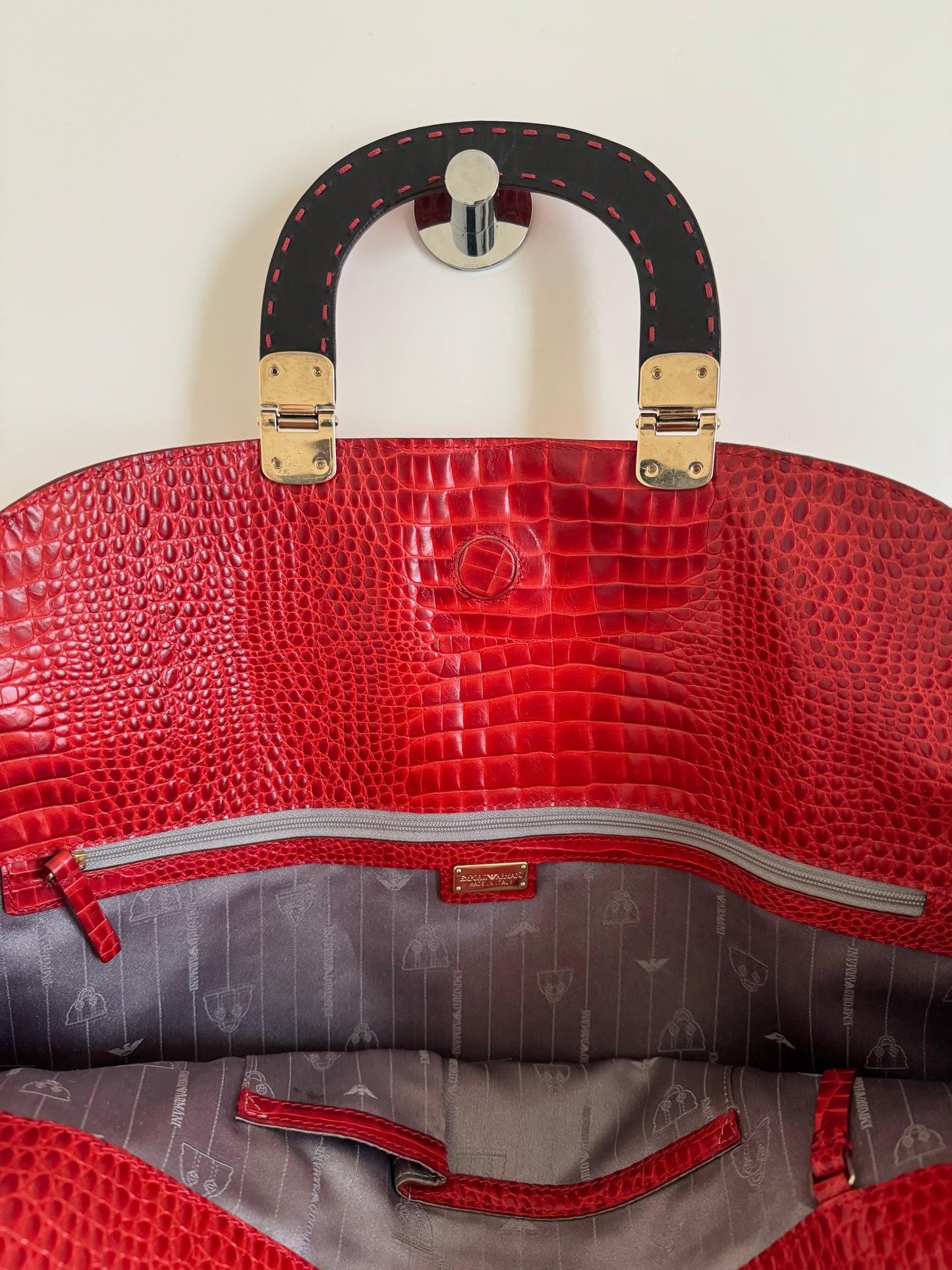 Armani Leather large statement flat bag