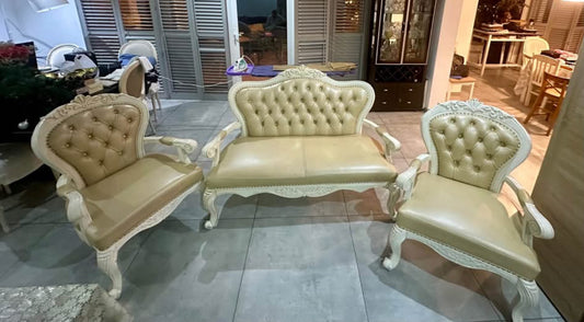 Luxury genuine leather sofa set