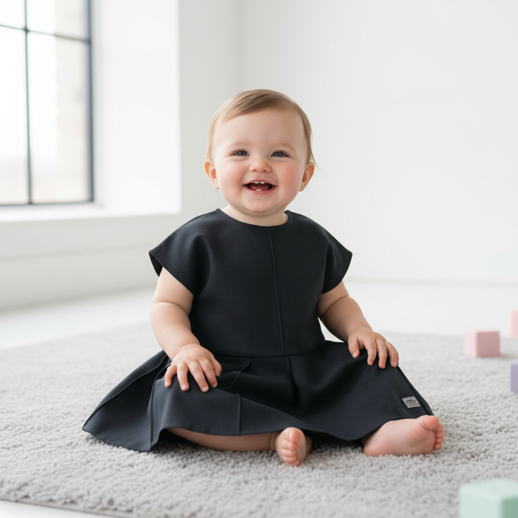 Ramie Baby/Kid Dress - Charcoal