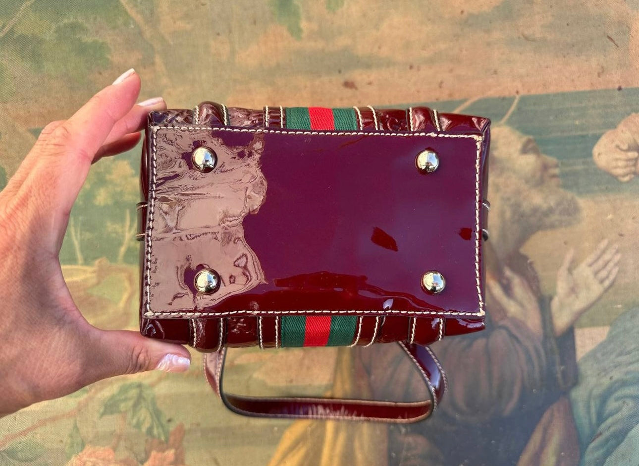 Burgundy Gucci bag 1990s vintage patent leather bag.