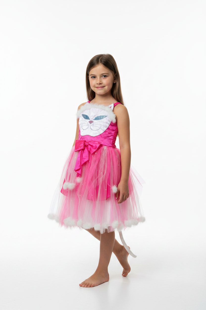 Preloved Pink Cat Costume Dress , 7-8 years old girl