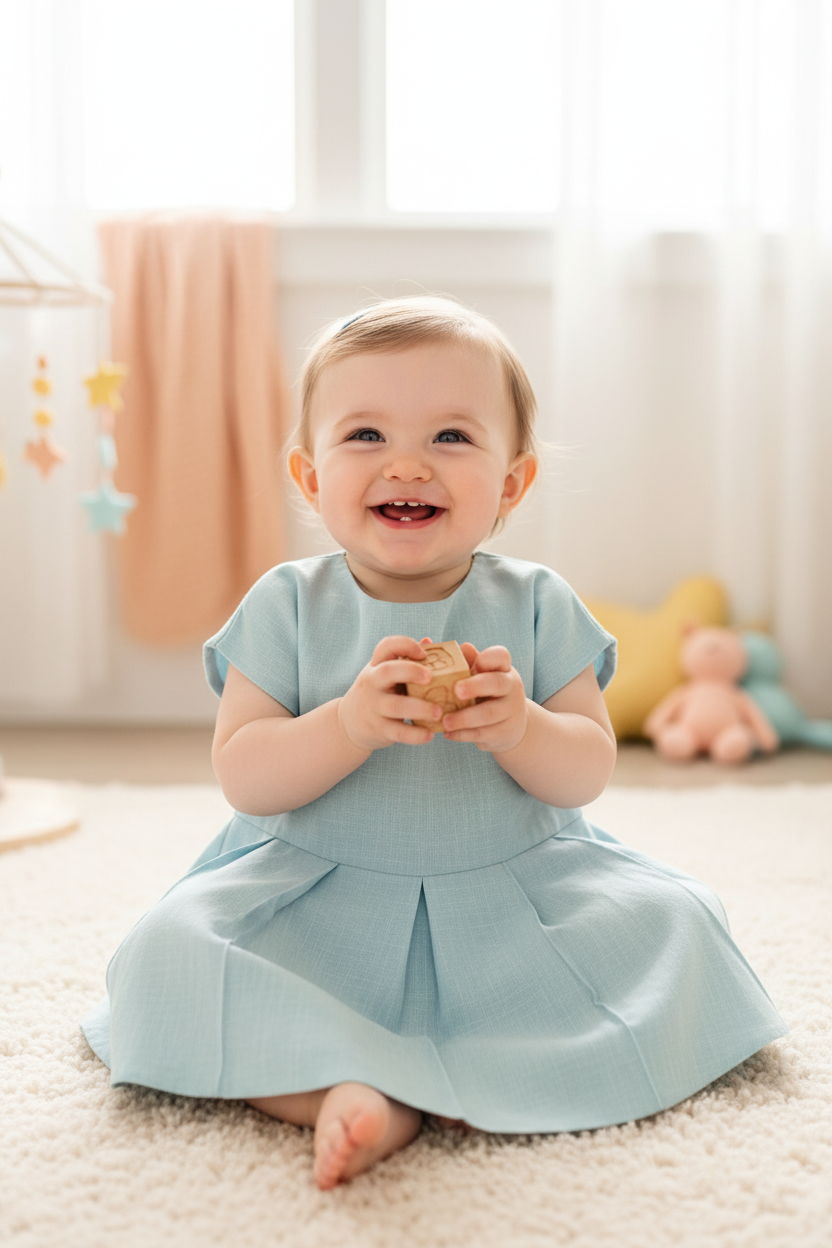 Ramie Baby/Kid Dress - Blue