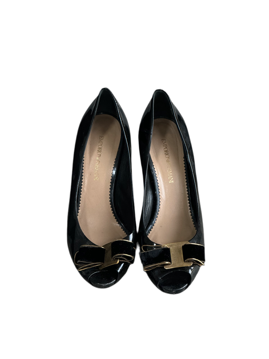 Emporio Armani black glossy ladies shoes, size 40