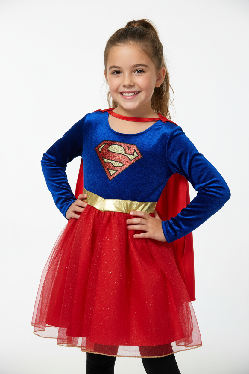 Preloved TU Supergirl fancy dress, 9-10 years