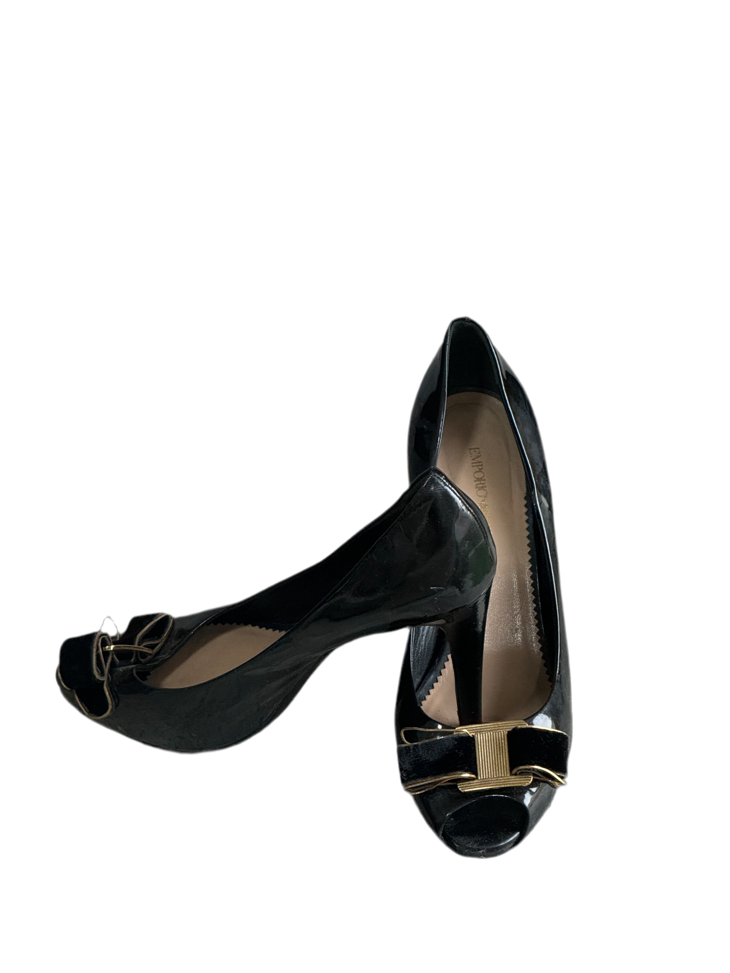 Emporio Armani black glossy ladies shoes, size 40