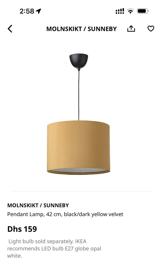 IKEA ceiling velvet lamp