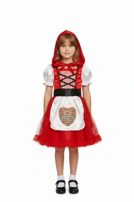 Preloved Little red riding hood costume dress fur 2-4 year old girl