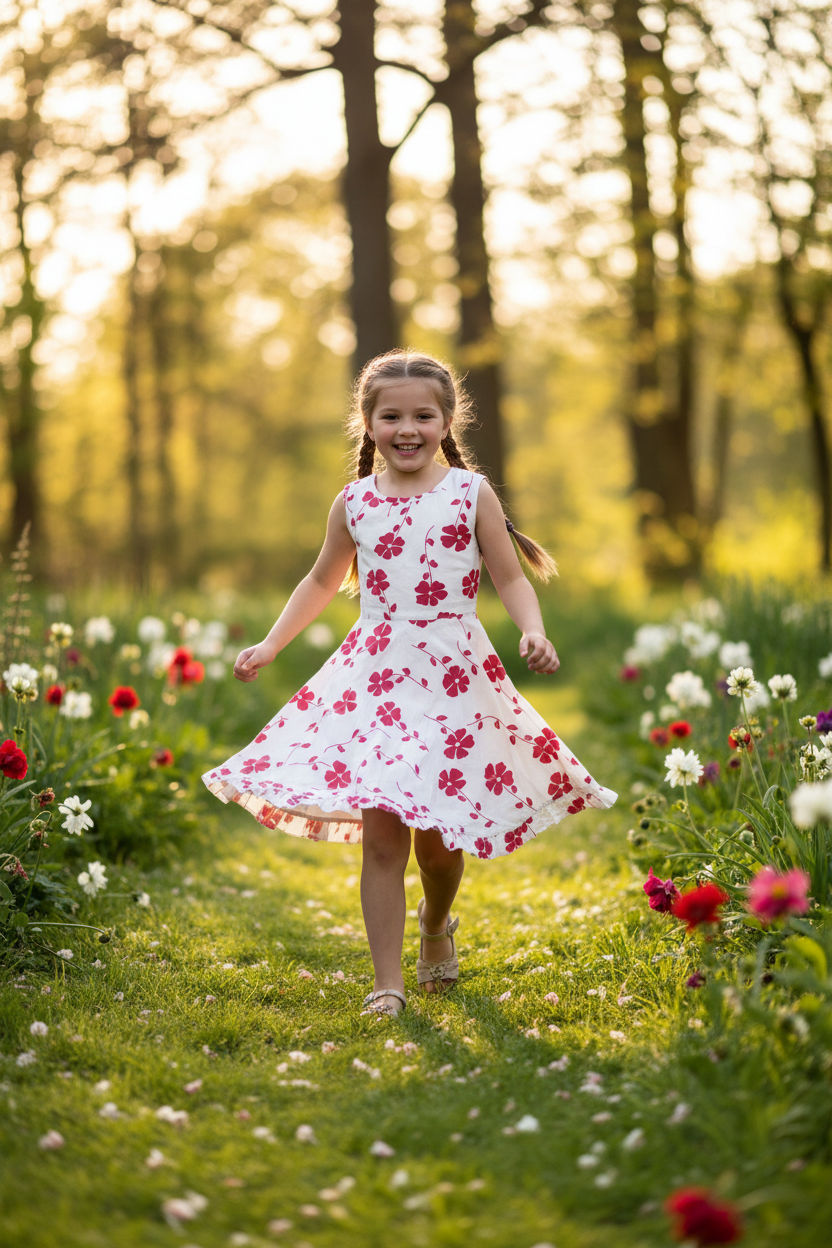 Preloved "Happy girls” floral dress, 5/6 years old