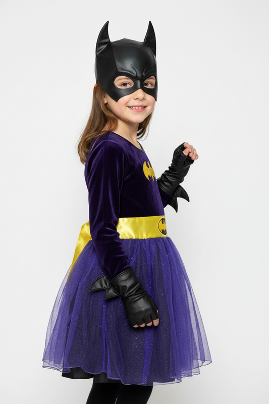 Preloved Halloween Purple Bat Girl Dress, 5-6 years