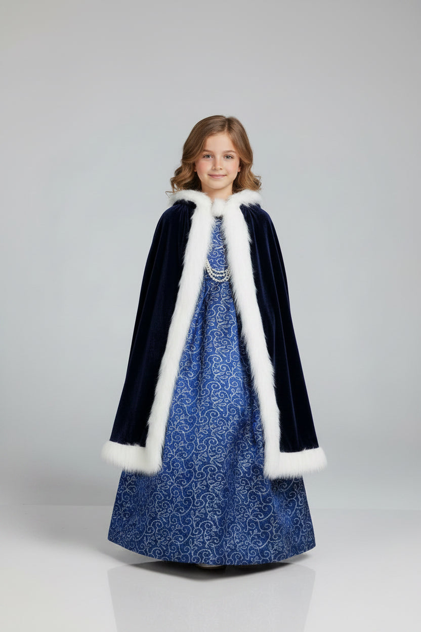 Preloved “I want to be” medieval dress and velvet poncho, for a 5-6years old girl