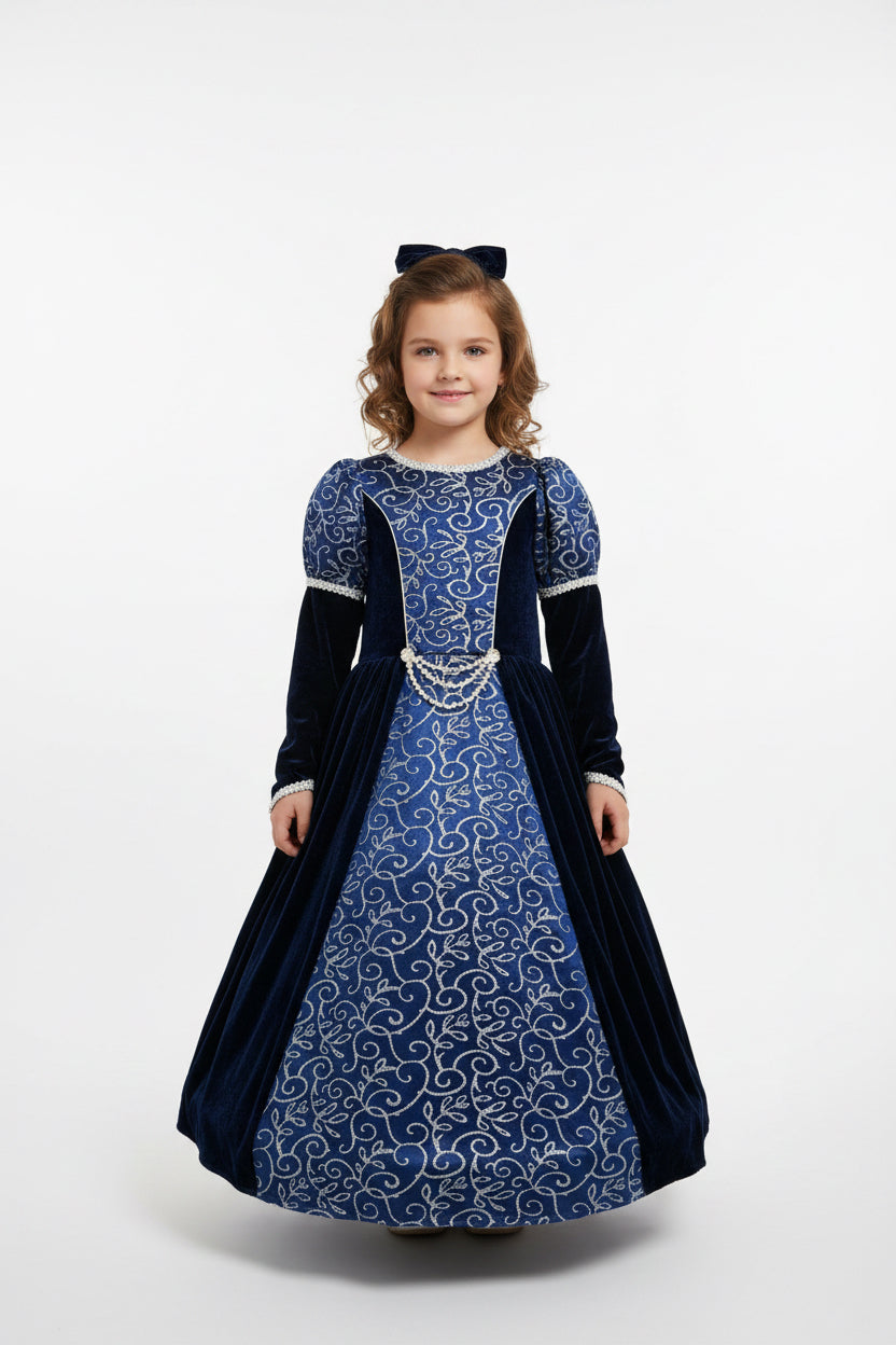 Preloved “I want to be” medieval dress and velvet poncho, for a 5-6years old girl