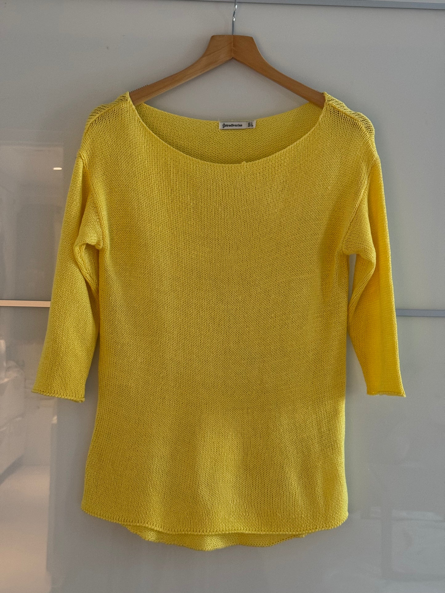 Stradivarius Yellow Knitted Ladies Top , size M