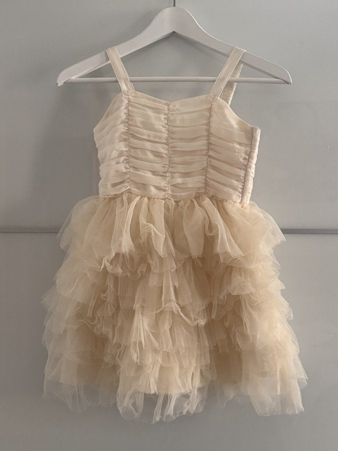 Preloved Champagne Tiered Tulle Party Dress – Girls