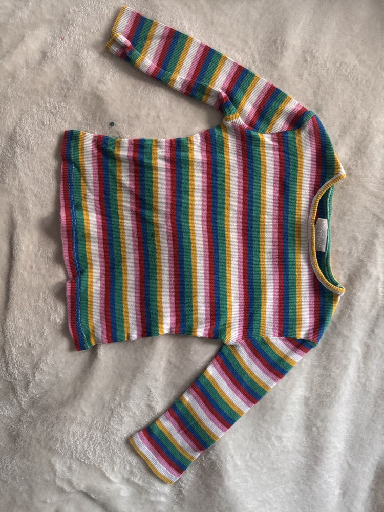 Preloved "Matalan" Rainbow Stripe Ribbed Long Sleeve Top, 5 Years