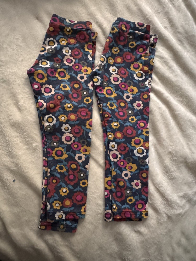 Preloved "M&S Kids" Navy Floral Print Leggings, 3-4 Years