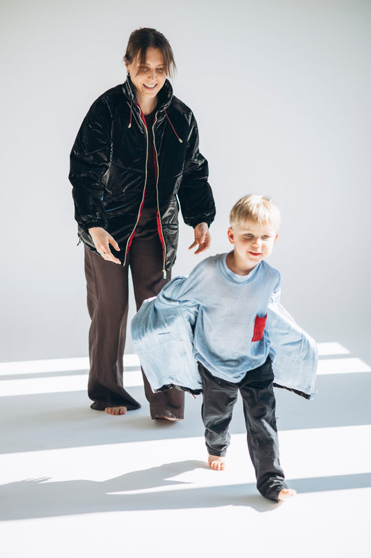 Kid's Wool Puff Jacket - Black - Natural, Non-Toxic & Insulated with 100% Wool