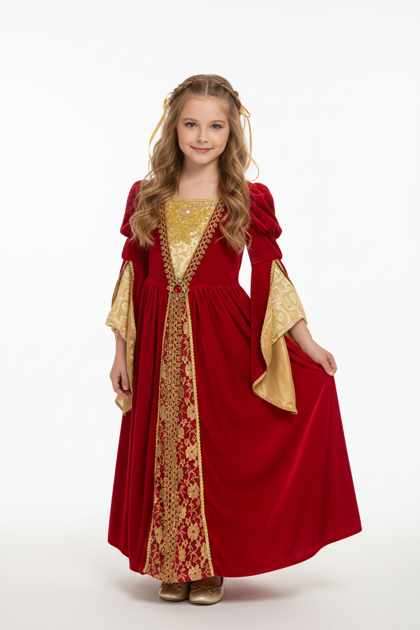 Preloved “Authentic Kids” Fancy  Medieval Renaissance Luxury Velvet Gown , size 4-5