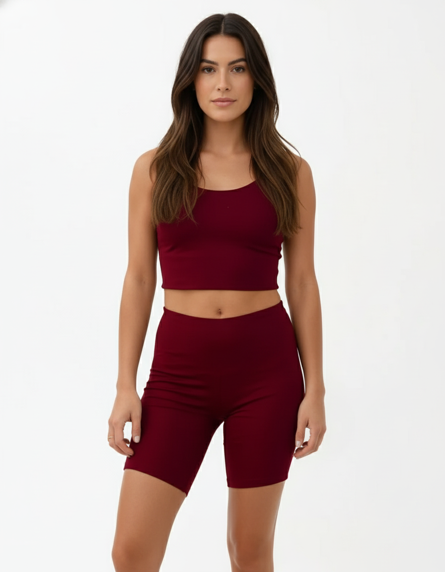 Women's Lyocell/Wool Sports Shorts - Burgundy