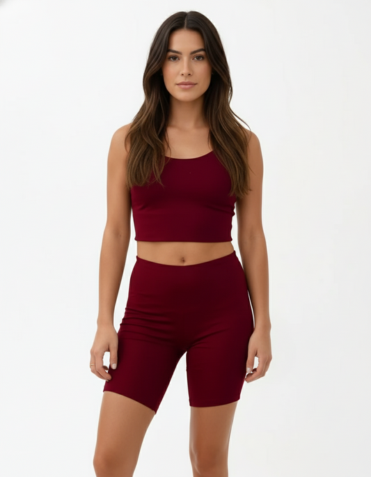 Women's Lyocell/Wool Sports Shorts - Burgundy
