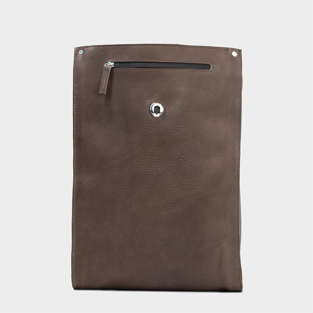 Leather laptop backpack - The Minimalist (Gray)