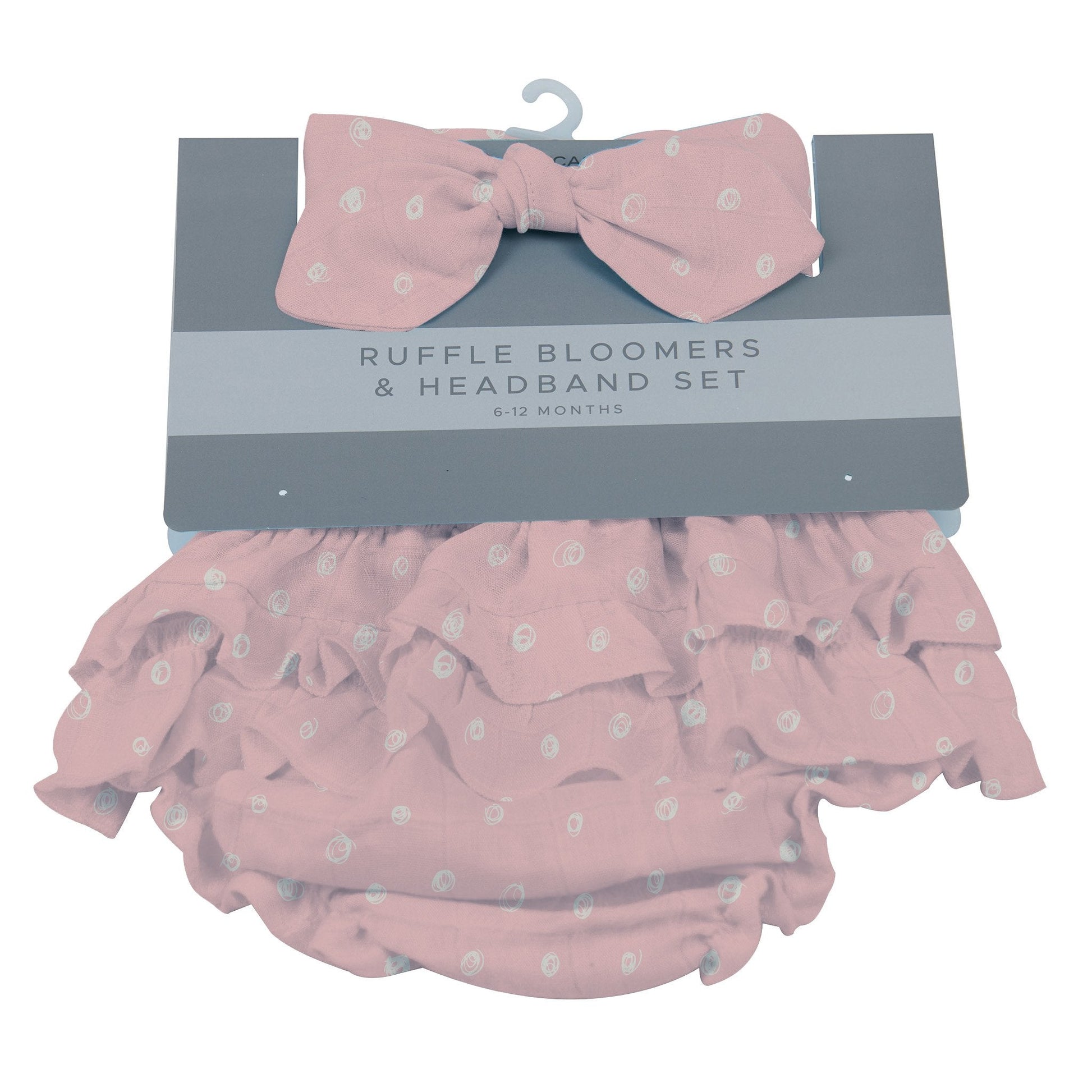 pink ruffle bloomers & headband set 6-12 months