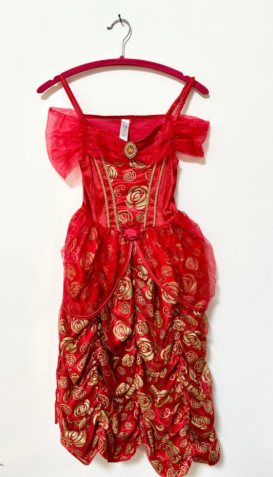 Disney red and gold  pattern princess dress for 7-8 years 